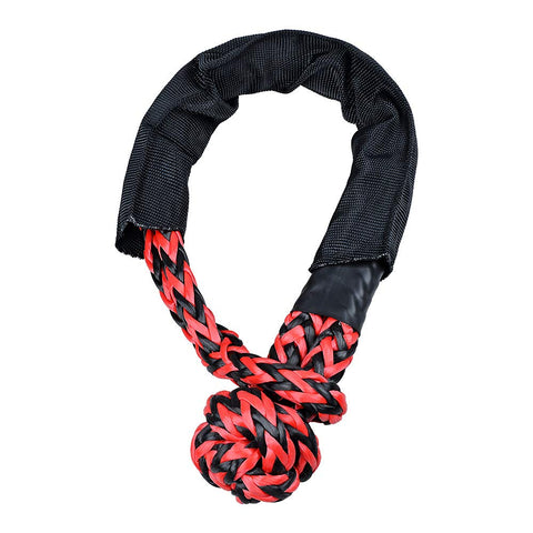 Four Piece Intertwine Black And Red Soft Shackle Rope Set With Protective Sleeve For Off Road Recovery And Towing 38000 Lbs Breaking Strength