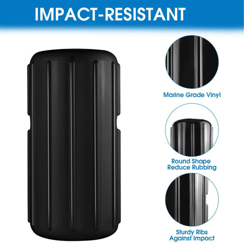 Impact-resistant view of black Two Pack Dock Corner Bumpers With Inflatable Fenders For Your Boat Docks No Nonsense Protection