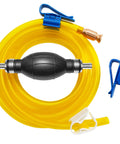 Portable Hand Fuel Transfer Pump With 10 Ft Siphon Hose, High Flow Gasoline Diesel Transfer, Also Handles Oil Water Liquids, One Way Valve Prevents Leaks, Quick Siphon For Home Garage RV Boat showing yellow hose and black pump