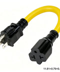 Heavy Duty 12 Awg Nema Four In One Adapter Cable Electrical Power Extension Cord With 15 Amp 125 Volt Plug close up view