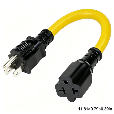 Heavy Duty 12 Awg Nema Four In One Adapter Cable Electrical Power Extension Cord With 15 Amp 125 Volt Plug close up view