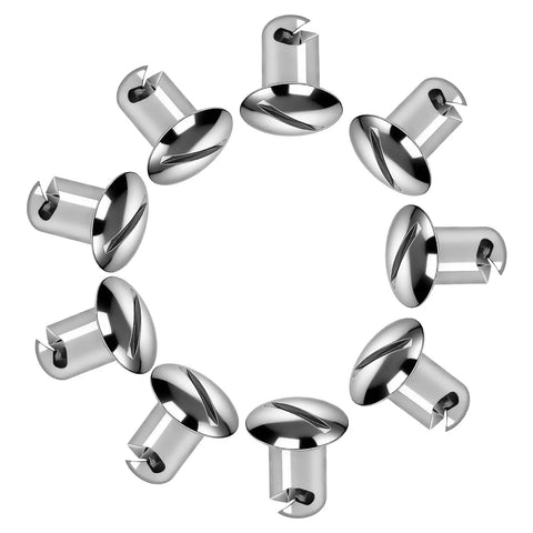 Top Shelf 7075 Aluminum Quarter Turn Dzus Fasteners 7/16 Inch Stem With.500 Inch Medium Grip on display, showcasing ten chrome plated fasteners.
