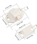 White Door Roller Catch Set Spring Loaded ABS Plastic Cabinet Latch dimensions and design details.