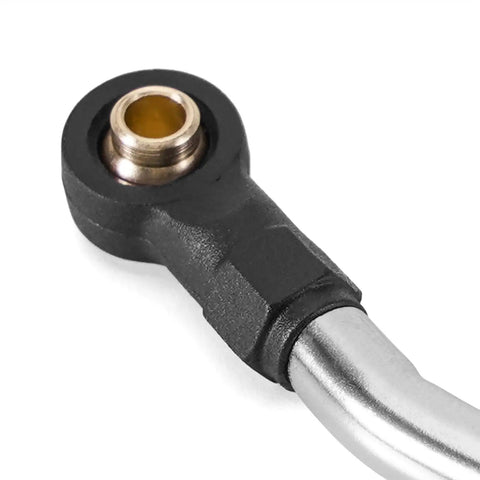 Close-up of the Stainless Steel Steering Link Set For Redcat Ascent-18 1/18 RC Crawler Upgrade with brass pivot and plastic rod end.