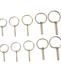 10 Piece Heavy Duty Lynch Pin Fastener Set For Trailers Trucks And Mowers, Spring Loaded Shaft Locking Pins, assorted sizes shown