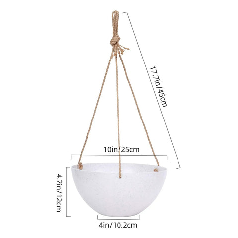 4 Pack 10 Inch Hanging Planter Baskets For Outdoor And Indoor Plants With Drain Holes Speckled White, Durable Woven Plant Pots