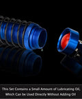 Blue shock absorber detail with lubricating oil drop, similar design to Aluminum Front And Rear Shock Absorbers For 1 To 10 Slash 4x4 2WD.
