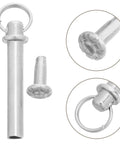 Premium Stainless Steel Fan Axle Rivet Kit Six Piece Set 17 To 22 mm Replacement Pins for Folding Hand Fans, showing metal pins.