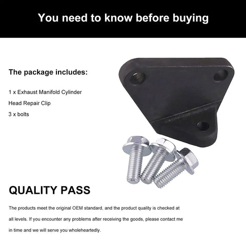 Exhaust Manifold Clamp Repair Kit with three bolts for cylinder head leak fix