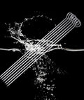 Diagonal view of stainless steel 10-inch barbecue skewers, 12-pack with looped ends