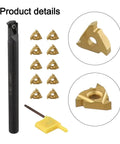 Lathe Internal Thread Boring Bar With 10 16IRAG60 Carbide Inserts SNR0013M16 with wrench for CNC turning operations
