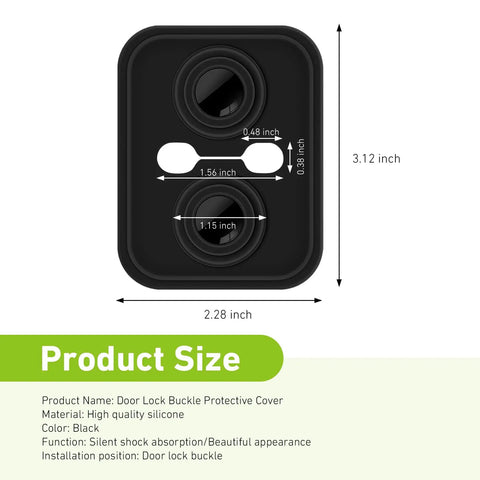 Heavy Duty Silicone Car Door Strike Protectors 4 Pack Self Stick Latch Covers For Universal Cars Vans And Trucks Noise Blocking Pads To Keep Your Daily Driver Quiet And Ding Free Black measurement image showing dimensions and details.