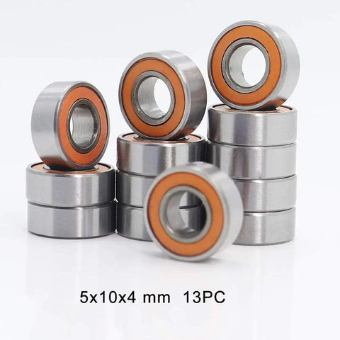 RC Ball Bearing Kit For Traxxas Nitro Revo Monster Truck Featuring 34 Sealed Bearings In Orange And Blue With Sizes 5x11x4 6x12x4 12x18x4 10x15x4 And 5x8x2.5 For All Versions. 5x10x4 mm sealed bearings, 13 pieces, orange seal