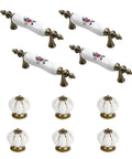 10 Piece Antique Bronze Ceramic Dresser Handles For Cabinets And Drawers Vintage Drawer Pulls And Knobs White Flower Finish Kitchen Cabinet Hardware