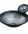 USZWBY 18'' Tempered Glass Vessel Sink,Starlight Design Artistic Bathroom Vessel Sink,Above Counter Basin with Waterfall Faucet.