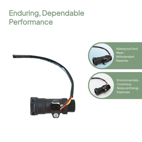 Water Heater Flow Sensor Switch Kit With Turbine Flow Meter And Hall Effect Sensor Direct Replacement No Fuss Easy Install Energy Efficient Flow Rate Monitor For Accurate Home Plumbing, black wired sensor