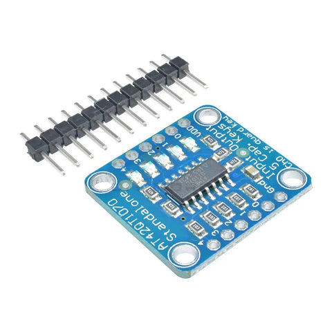 AT42QT1070 Standalone 5 Key Capacitive Touch Sensor Breakout Module With 5 Pad Conductive Pads and connector pins