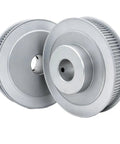 Built Tough HTD3M Timing Belt Pulley Set, Badass Aluminum Synchronous Wheel, detailed view of two CNC machined pulleys.
