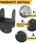 Product detail image: Four Pack 4 By 4 Deck Post Cap Tie Brackets With 3.6 By 3.6 Inner Size 14 Gauge Steel Post Base Anchors For Wood Posts.