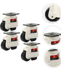 4X Heavy Duty Leveling Casters With Swivel Plate GD-80F Universal Workbench Wheels Adjustable Feet 500kg Load Capacity Per Wheel Built for Industrial Equipment and Heavy Duty Shop Benches, 4-pack white nylon and aluminum