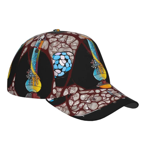Conveyor Belt Print Curved Brim Baseball Cap For Golf And Baseball Training, Breathable Polyester, Lightweight Black Hat