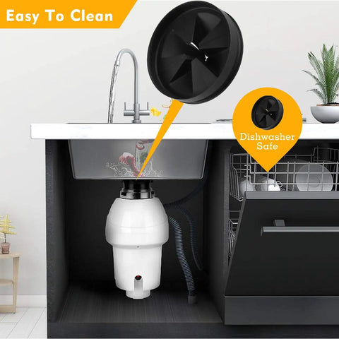 3.25 Inch Silicone Sink Baffle Replacement For Garbage Disposals in kitchen setup, showing dishwasher safe feature