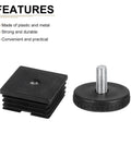4 Pack Adjustable Leveling Feet 50 By 50 mm Square Insert Glide Kit For Furniture Black Heavy Duty Support components shown