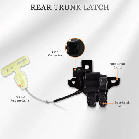Trunk Deck Lid Latch And Cable Replacement Fits 2015 2016 2017 2018 2019 Ford Mustang, 2013 2019 Ford Fusion, And 2013 2019 Lincoln MKZ