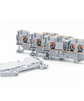 Ten Pack 4mm Square Dual Wire Terminal Block Kit With DIN Rail Mount Pro Grade Heavy Duty Spring Clamp Electrical Wiring