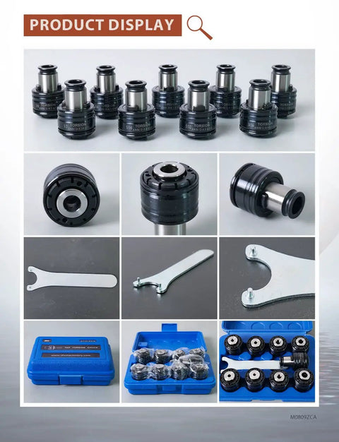 Premium 9 Piece GT12 ANSI Tap Torque Collet Set Fits M16R Electric Tapping Machine Includes 1/8 To 1/2 Inch high precision collets displayed.