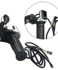 Ride-Ready E Bike Throttle With LED Display For 36V And 48V Systems, Electric Scooter Accelerator Grip With One-Button Start, Durable ABS Rubber Build, 160cm Cable, Compatible With Bicycle Tricycle, black handlebar grip with key switch