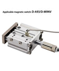 Compact Pneumatic Cylinder And Air Actuator With Three Axis Guide Featuring Adjustable Stroke For Seamless Control, 20MM Bore
