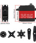 2 Pack Beefy 35Kg High Torque RC Servo Motors Waterproof Full Metal Gear Steering Servo For 1/6 1/8 1/10 1/12 RC with measurements