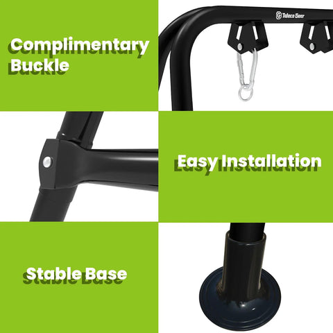 Built To Last Heavy Duty Hammock Chair Stand With A Type Frame For Maximum Stability And A 300 Lbs Load, Perfect For Balcony Porch Or Patio, Powder Coated Steel Tubes For Outdoor Chill And Easy Setup with stable base, buckle, and easy installation features.
