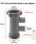 1-1/2 Inch Kitchen Sink Drain Adapter With Four Way Branch And Both Male And Female Threads, Includes 1/4 Inch Filter Water Line Connector For RO Systems And Quick Installations