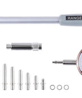 Accusize dial bore gauge set with 2-6 in range and 6 in stem, includes assorted steel rods and adapters