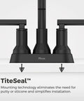 Capistrano Matte Black 4-In Centerset 3-Hole Bathroom Sink Faucet With Dual Handles Push and Seal Drain TiteSeal technology