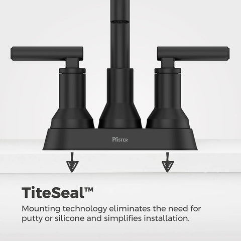 Capistrano Matte Black 4-In Centerset 3-Hole Bathroom Sink Faucet With Dual Handles Push and Seal Drain TiteSeal technology