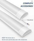 3ft LED Shop Light Fixture 30W Tube 3600 Lumens 4000K Neutral White details with wiring and connectors shown
