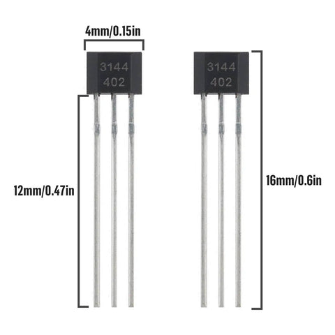 20 Pack A3144 Hall Effect Sensor Kit With 3 Pins OH3144 AH3144E Magnetic Detector High Precision Fast Response Small Size 28V