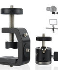 Heavy Duty Super Clamp Mount Workhorse With Mini Ball Head And 1/4 Inch Screw Hot Shoe Adapter For Desk Or Bike Setup