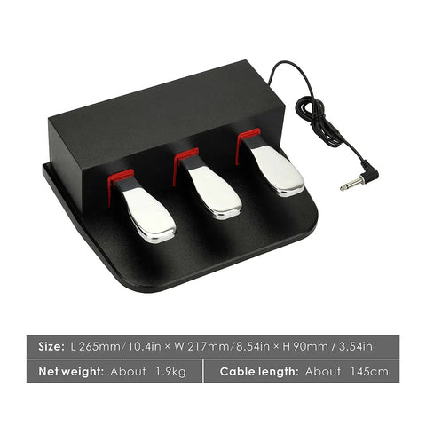Game-Changing Triple Sustain Pedal For Digital Pianos And MIDI Keyboards, 3 In 1 Full Sustain Pedal With 1/4 Inch Plug And Polarity Switch