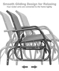 Two Person Swing Glider Chair 48 Inch Spacious Outdoor Lounge Bench showing smooth gliding motion with durable steel frame