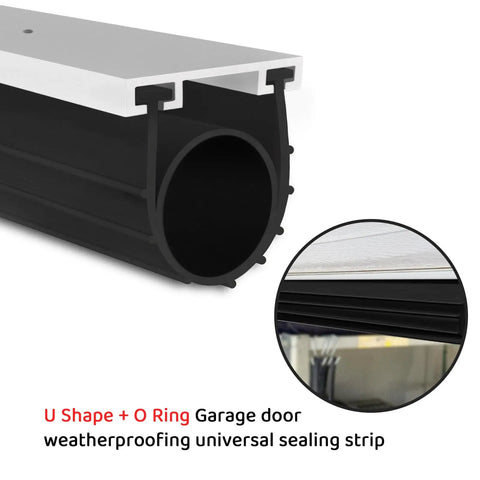 Heavy-Duty Garage Door Bottom Seal Kit With Pre-Drilled Aluminum Track Retainer Base U-Shaped And O-Ring Weather Stripping close-up view