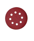 Grab These Badass 5 Inch Sanding Discs With Hook Loop Back For Random Orbital Sanders, 8 holes, red sanding pad.