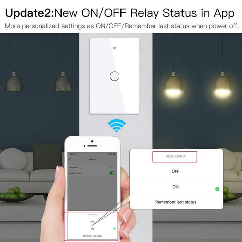 Glass Panel WiFi Smart Wall Switch 3 Way Multi Control 2.4GHz Remote Control Via Smart Life Tuya App interface with phone.