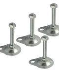 Rugged 76mm Adjustable Leveling Feet Kit For Furniture, 4 Pack Articulated Feet With M14x80mm Threaded Shanks, steel base