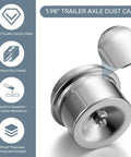 2 Pack 1.98 Inch Axle Grease Caps and Grease Fitting Caps for Trailer Hubs Dust Caps Fit 2000 to 3500 Pound Axles Replacement Set