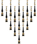 Hella Tough Aluminum Stair Balusters With Flexible Zero To Two Seventy Degree Pivot Bracket For Bulletproof Pet And Kid Safety Fencing Plus Super Simple Floor Mount Install For Indoor Steps And Lofts, showing black and gold design.