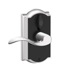 Touchscreen Keyless Lever Door Lock With Backlit Number Pad For Front Entry Camelot Style Lever Handle Bright Chrome Finish